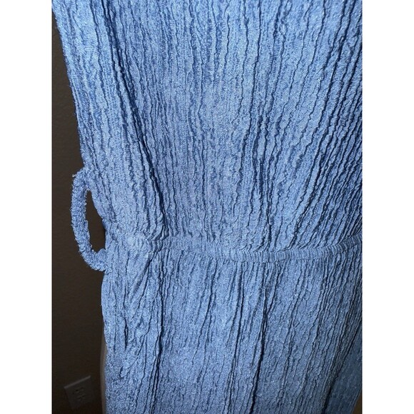 JUMPSUIT ROMPER one piece blue size small crinkle material wide leg flowy - Picture 4 of 15